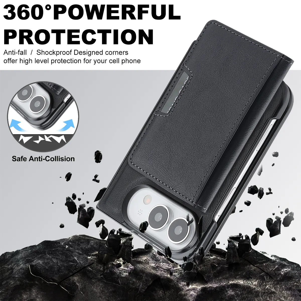 iPhone Fold 2-in-1 Case: Slim Shell and Detachable Magnetic Wallet - Vue 8