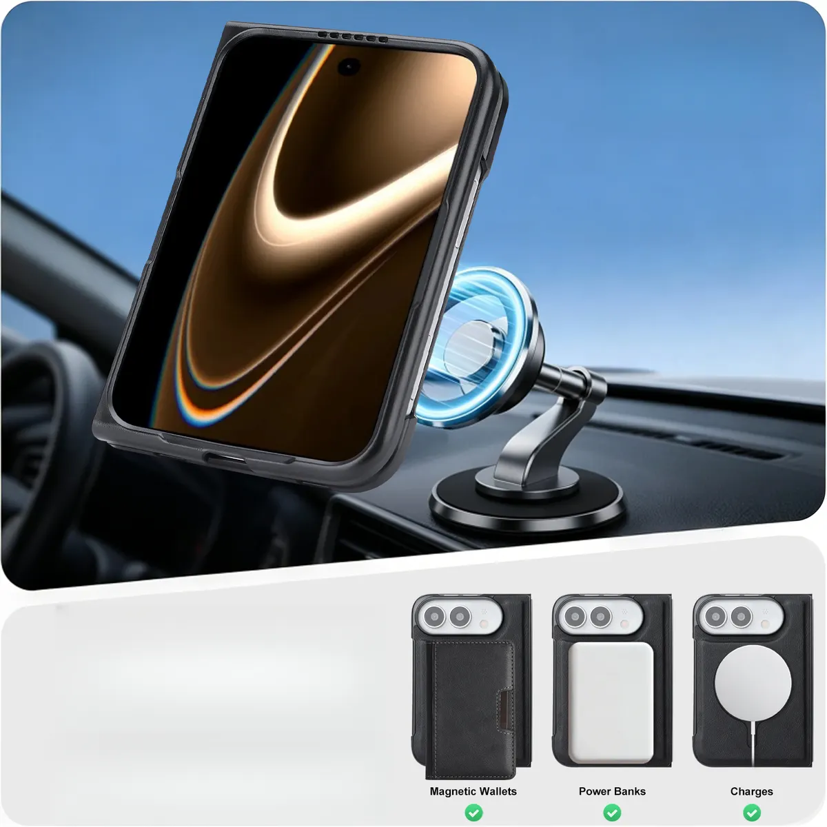 iPhone Fold 2-in-1 Case: Slim Shell and Detachable Magnetic Wallet - Vue 10