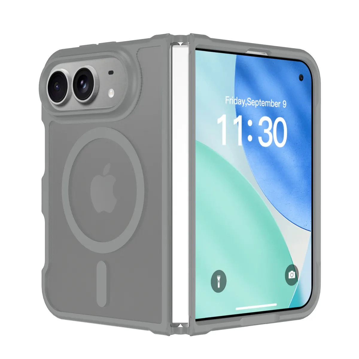 iPhone Fold Clear Case, Anti-Yellowing with Shock-Absorbing Rim - Vue 2