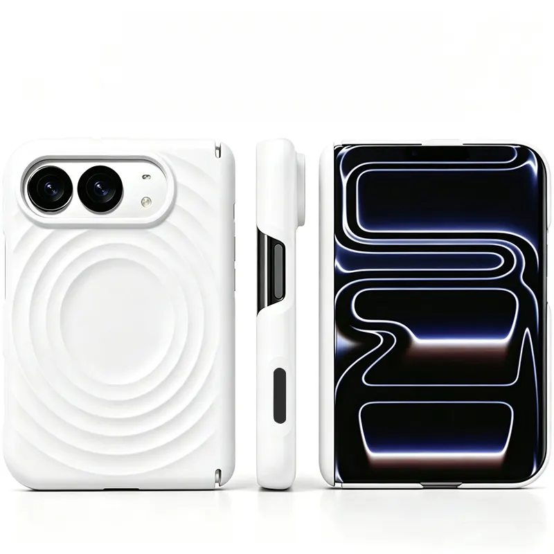 iPhone Fold Case with Concentric Wave Relief, Magnetic & Scratch-Resistant