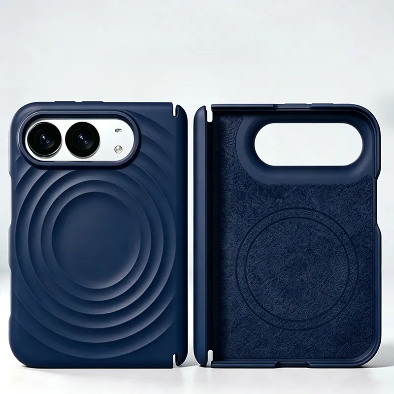 iPhone Fold Case with Concentric Wave Relief, Magnetic & Scratch-Resistant - Vue 2