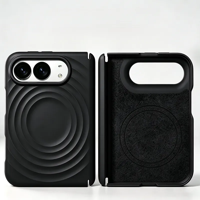 iPhone Fold Case with Concentric Wave Relief, Magnetic & Scratch-Resistant - Vue 3