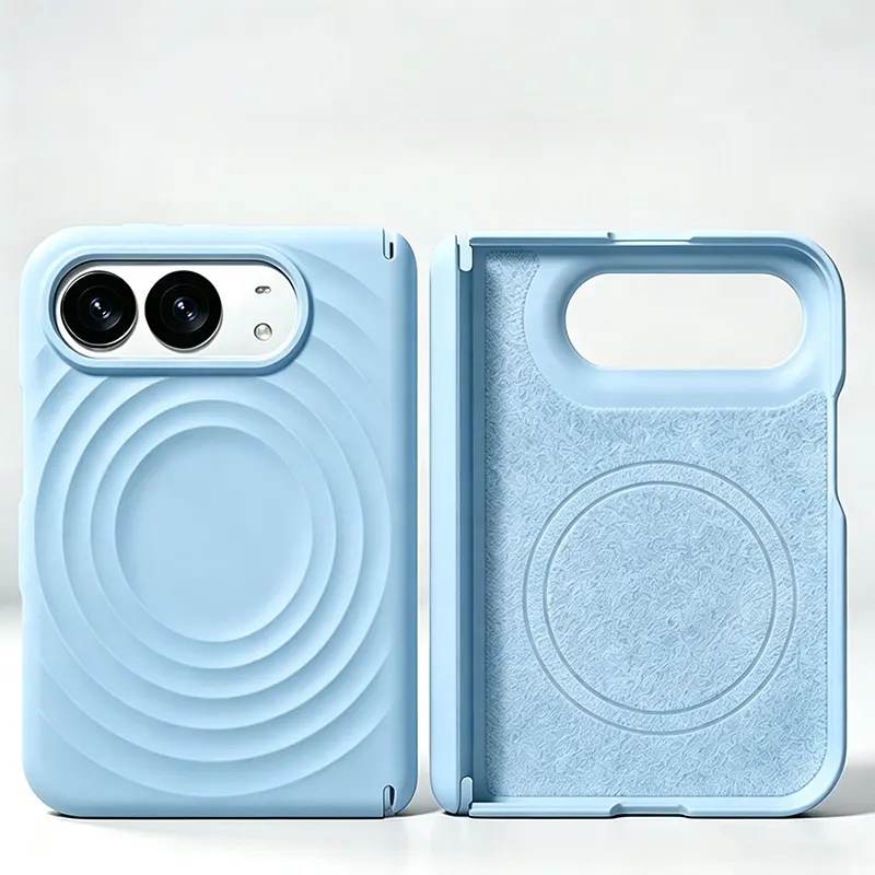 iPhone Fold Case with Concentric Wave Relief, Magnetic & Scratch-Resistant - Vue 8