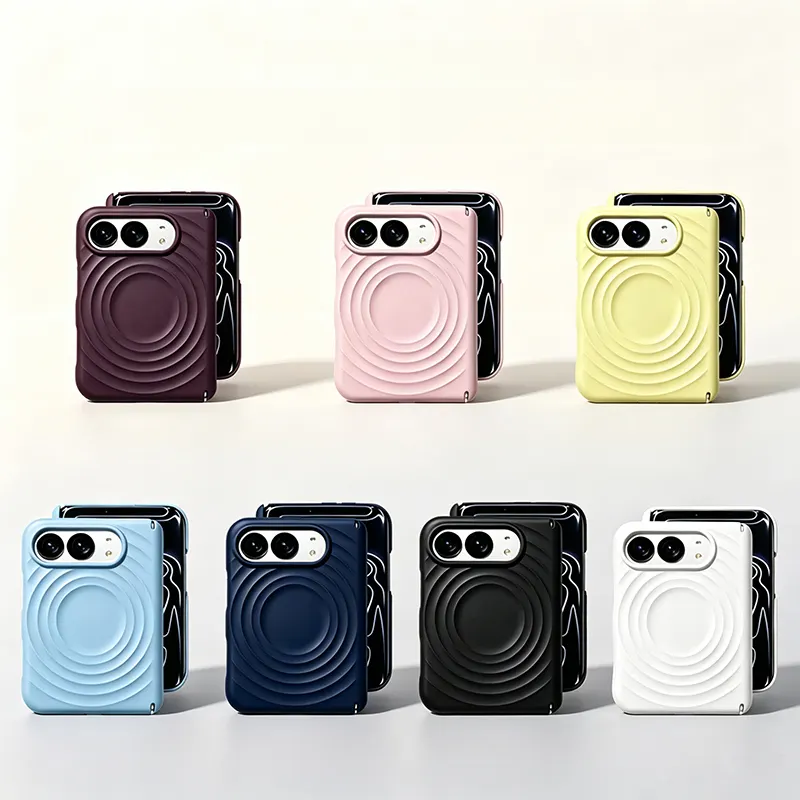 iPhone Fold Case with Concentric Wave Relief, Magnetic & Scratch-Resistant - Vue 12