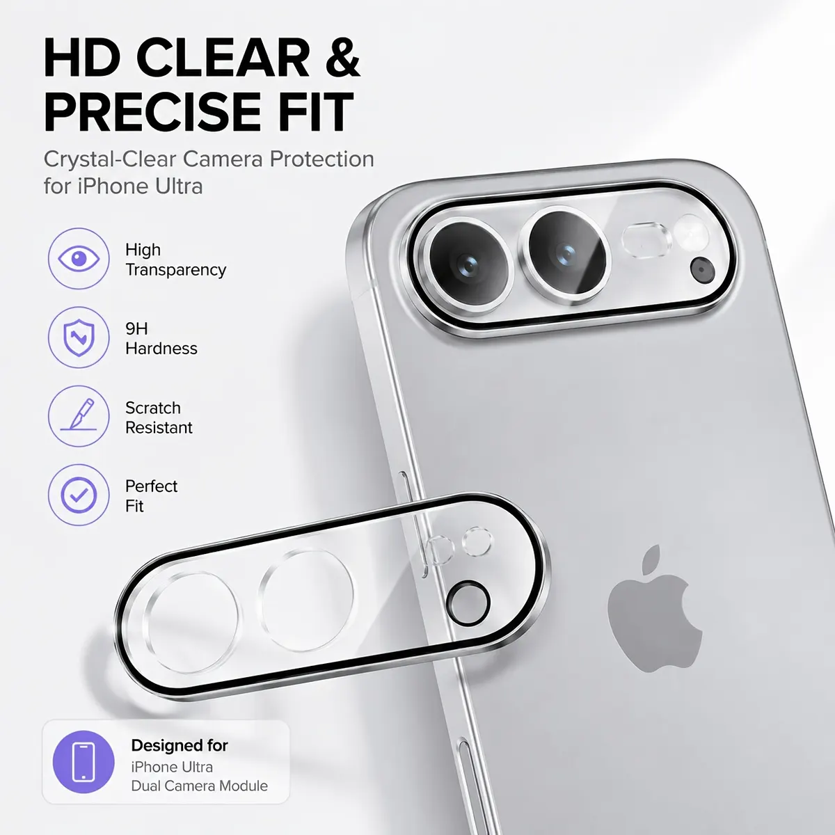 iPhone Fold Camera Lens Protector in 9H Tempered Glass (2-Pack) - Vue 5
