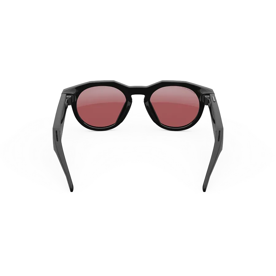 Vue arrière des lunettes Oakley Meta HSTN avec monture noire et verres Prizm™ Dark Golf.