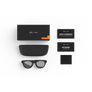 Fournis avec vos lunettes Oakley Meta : étui de chargement Oakley Meta, lunettes IA Oakley Meta et guide de démarrage.