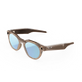 Vue de trois-quarts gauche des lunettes Oakley Meta HSTN avec monture Brown Smoke et verres Prizm™ Deep Water polarisés.