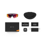 Fournis avec vos lunettes Oakley Meta Vanguard : étui de chargement Oakley Meta Vanguard, lunettes IA Oakley Meta Vanguard et guide de démarrage.