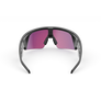Vue arrière des lunettes Oakley Meta Vanguard avec monture noir mat et verres Prizm™ Road.