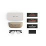 Articles inclus lors de l’achat des Ray-Ban Meta Audio Clubmaster : étui de chargement Ray-Ban Meta, lunettes Ray-Ban Meta AI et guide de démarrage.