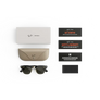 Articles inclus lors de l’achat des Ray-Ban Meta Audio Clubmaster : étui de chargement Ray-Ban Meta, lunettes Ray-Ban Meta AI et guide de démarrage.