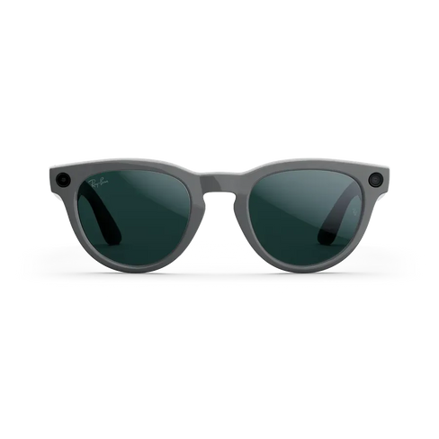 Vue avant des lunettes Ray-Ban Meta avec monture gris astéroïde brillant et verres Transitions® émeraude.