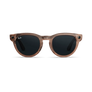 Vue avant des lunettes Ray-Ban Meta Headliner avec monture pêche mat transparent et verres Transitions® gris.