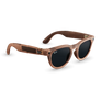 Vue de trois-quarts droite des lunettes Ray-Ban Meta Headliner avec monture pêche mat transparent et verres Transitions® gris.