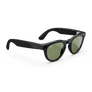 Vue de droite des lunettes Ray-Ban Meta Headliner avec monture Noir Brillant et verres solaires verts.