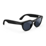 Vue de droite des lunettes Ray-Ban Meta avec monture Noir Brillant et verres Transitions® Saphir.
