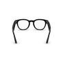 Vue arrière des lunettes Ray-Ban Meta Scriber Optics (Gen 2) avec monture Noir brillant uni et verres transparents.