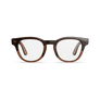 Vue avant des lunettes Ray-Ban Meta Scriber Optics (Gen 2) avec monture transparente marron brillant et verres transparents.