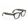Vue de trois quarts droite des lunettes Ray-Ban Meta Scriber Optics (Gen 2) avec monture transparente Olive Foncé brillant et verres transparents.