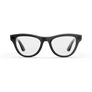 Vue avant des lunettes Ray-Ban Meta avec monture noir brillant et verres transparents.