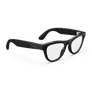 Vue de droite des lunettes Ray-Ban Meta avec monture noir brillant et verres transparents.