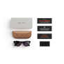 Articles inclus lors de l’achat des lunettes Ray-Ban Meta : étui de chargement Ray-Ban Meta, lunettes IA Ray-Ban Meta et guide de démarrage.